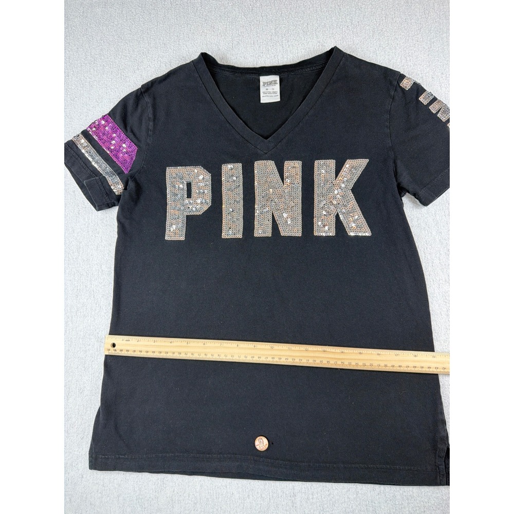 Y2K Victoria's Secret PINK Sequin Shirt and Sweatpants Set Black Purple XS/S - Picture 2 of 13